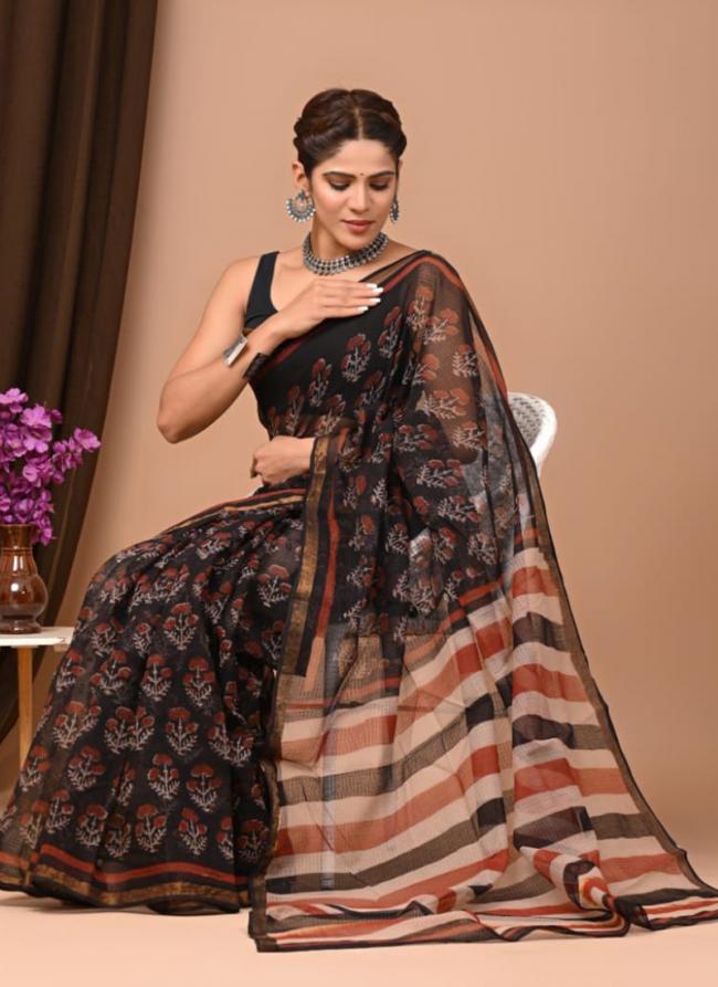 Cotton Black  Digital Printed Saree